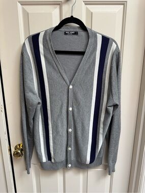 Paul Jones Grandpa Cardigan Navy & White Stripe